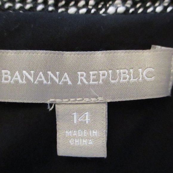 Banana Republic Women's Sleeveless V-Neck Dress, Black & White Tweed, Size 14 - Picture 7 of 9